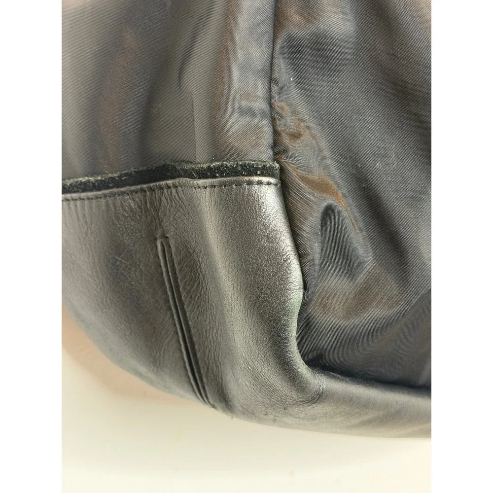 Furla Black Nylon Leather Trim Tote‎ Bag Silver Hardware Vintage Bag